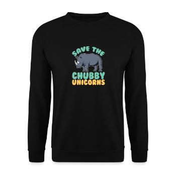 Save The Chubby Unicorns - Unisex Sweatshirt - black - Front - Alina (178cm) & Michal (187cm)
