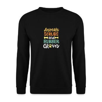 Tiere, Kittel und Gummihandschuhe Vet Veterinärmed - Unisex Pullover - Schwarz - Vorne - Alina (178cm) & Michal (187cm)