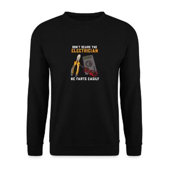 Erschrecken Sie den Elektriker nicht - Unisex Pullover - Schwarz - Vorne - Alina (178cm) & Michal (187cm)