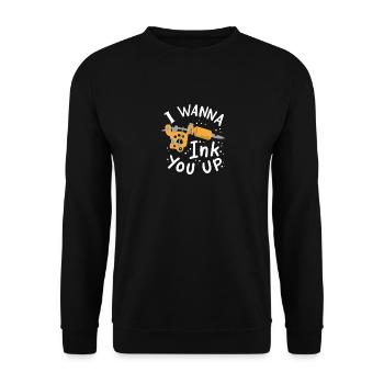 I Wanna Ink You Up Tattoo Artist - Unisex Pullover - Schwarz - Vorne - Alina (178cm) & Michal (187cm)