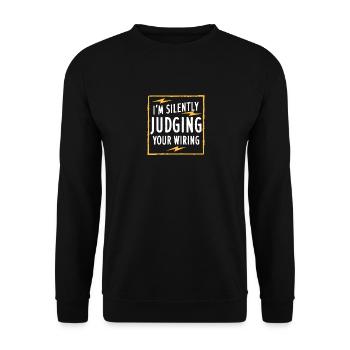 Ich beurteile stillschweigend Ihre Verkabelung - Unisex Pullover - Schwarz - Vorne - Alina (178cm) & Michal (187cm)