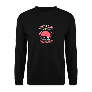 Nur ein Mädchen in der Liebe mit ihrem Elektriker - Unisex Pullover - Schwarz - Vorne - Alina (178cm) & Michal (187cm)