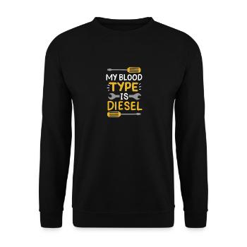 Meine Blutgruppe ist Diesel - Unisex Pullover - Schwarz - Vorne - Alina (178cm) & Michal (187cm)