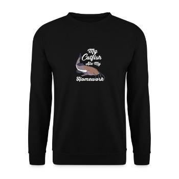 Mein Wels hat meine Hausaufgaben gefressen - Unisex Pullover - Schwarz - Vorne - Alina (178cm) & Michal (187cm)