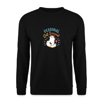 Persönlicher Katzendiener - Unisex Pullover - Schwarz - Vorne - Alina (178cm) & Michal (187cm)