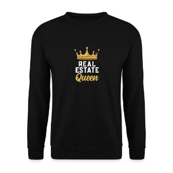 Real Estate Queen Immobilienmaklerin - Unisex Pullover - Schwarz - Vorne - Alina (178cm) & Michal (187cm)