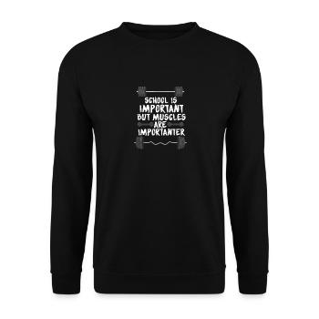 Schule ist wichtig, aber Muskeln sind noch wichtig - Unisex Pullover - Schwarz - Vorne - Alina (178cm) & Michal (187cm)