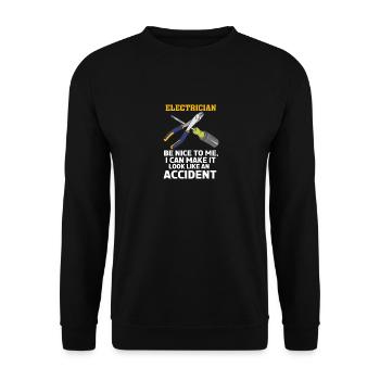 Wie ein Unfallelektriker aussehen - Unisex Pullover - Schwarz - Vorne - Alina (178cm) & Michal (187cm)