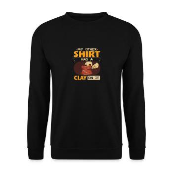 Mein anderes Shirt hat Lehm drauf - Unisex Pullover - Schwarz - Vorne - Alina (178cm) & Michal (187cm)