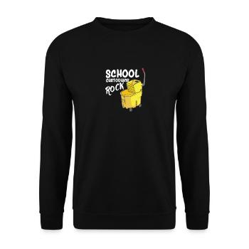 Hausmeister der Schule Rock Janitor - Unisex Pullover - Schwarz - Vorne - Alina (178cm) & Michal (187cm)