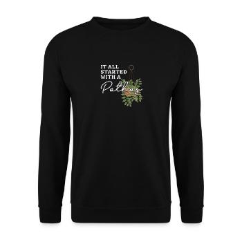 Es begann alles mit einem Pothos - Unisex Pullover - Schwarz - Vorne - Alina (178cm) & Michal (187cm)