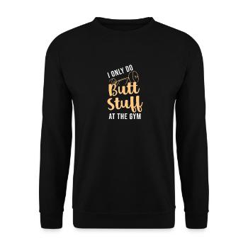 Ich mache im Fitnessstudio nur Sachen für den Hint - Unisex Pullover - Schwarz - Vorne - Alina (178cm) & Michal (187cm)