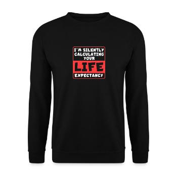 Lebenserwartung - Unisex Pullover - Schwarz - Vorne - Alina (178cm) & Michal (187cm)