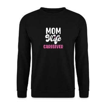 MUTTER EHEFRAU PFLEGERIN - Unisex Pullover - Schwarz - Vorne - Alina (178cm) & Michal (187cm)