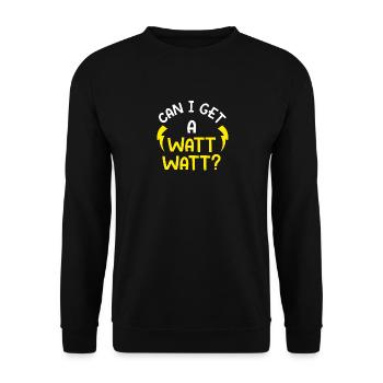 Kann ich ein Watt Watt bekommen? - Unisex Pullover - Schwarz - Vorne - Alina (178cm) & Michal (187cm)