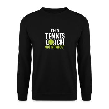 Ich bin ein Tennistrainer und keine Zielscheibe - Unisex Pullover - Schwarz - Vorne - Alina (178cm) & Michal (187cm)