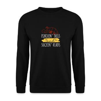 Schwänze einklemmen und Köpfe lutschen - Unisex Pullover - Schwarz - Vorne - Alina (178cm) & Michal (187cm)