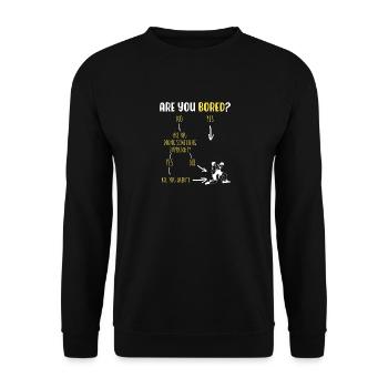 Sind Sie gelangweilt? - Unisex Pullover - Schwarz - Vorne - Alina (178cm) & Michal (187cm)