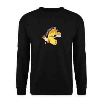 Mac & Cheese Angetrieben von - Unisex Pullover - Schwarz - Vorne - Alina (178cm) & Michal (187cm)