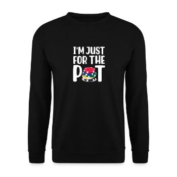 Ich bin nur wegen des Potts hier - Unisex Pullover - Schwarz - Vorne - Alina (178cm) & Michal (187cm)