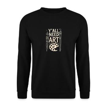 Ihr alle braucht Kunst - Unisex Pullover - Schwarz - Vorne - Alina (178cm) & Michal (187cm)