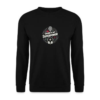 Klang ist meine Superkraft - Unisex Pullover - Schwarz - Vorne - Alina (178cm) & Michal (187cm)