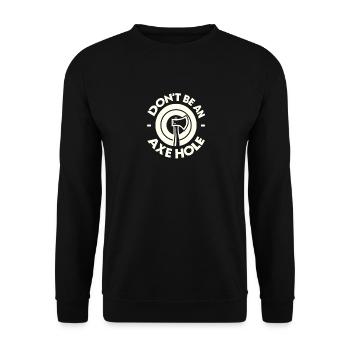Sei kein Axt-Loch - Unisex Pullover - Schwarz - Vorne - Alina (178cm) & Michal (187cm)
