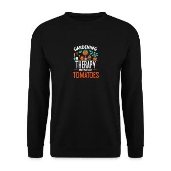 Gartenarbeit ist billiger als Therapie und man bek - Unisex Pullover - Schwarz - Vorne - Alina (178cm) & Michal (187cm)
