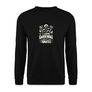 Ich liebe Gartenarbeit von meinen Kopftomaten - Unisex Pullover - Schwarz - Vorne - Alina (178cm) & Michal (187cm)