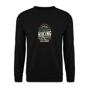 Das Leben ist besser in Wanderschuhen - Unisex Pullover - Schwarz - Vorne - Alina (178cm) & Michal (187cm)