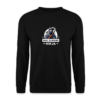 Postwurfsendung Ninja - Unisex Pullover - Schwarz - Vorne - Alina (178cm) & Michal (187cm)