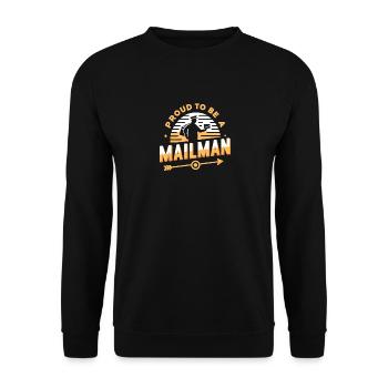 Stolz, ein Postbote zu sein - Unisex Pullover - Schwarz - Vorne - Alina (178cm) & Michal (187cm)