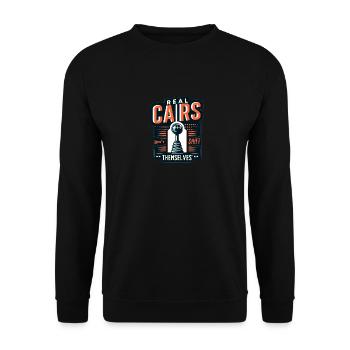 Echte Autos schalten sich nicht selbst - Unisex Pullover - Schwarz - Vorne - Alina (178cm) & Michal (187cm)