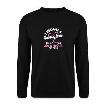 Ich wurde ein Betreuer - Unisex Pullover - Schwarz - Vorne - Alina (178cm) & Michal (187cm)