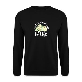 Minz-Schoko-Chip ist Leben - Unisex Pullover - Schwarz - Vorne - Alina (178cm) & Michal (187cm)