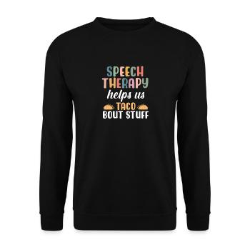 Sprachtherapie hilft uns bei Taco Bout Stuff - Unisex Pullover - Schwarz - Vorne - Alina (178cm) & Michal (187cm)