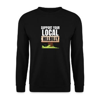 Unterstützen Sie Ihren lokalen Hillbilly - Unisex Pullover - Schwarz - Vorne - Alina (178cm) & Michal (187cm)
