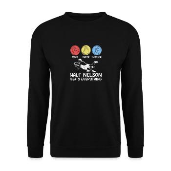 Stein, Papier, Schere - Unisex Pullover - Schwarz - Vorne - Alina (178cm) & Michal (187cm)