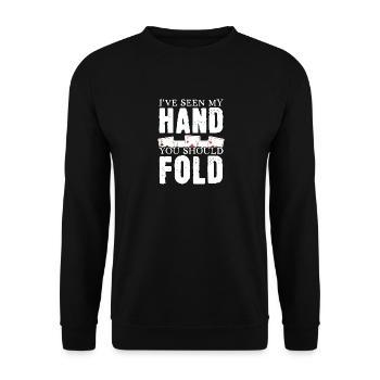 Ich habe meine Hand gesehen Du solltest aussteigen - Unisex Pullover - Schwarz - Vorne - Alina (178cm) & Michal (187cm)