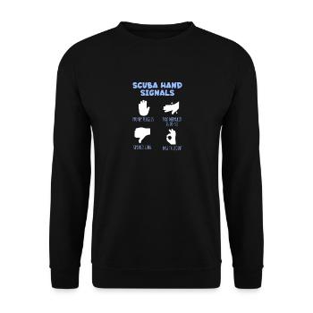 Taucher-Handzeichen - Unisex Pullover - Schwarz - Vorne - Alina (178cm) & Michal (187cm)