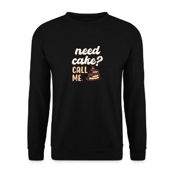 Brauche Kuchen Ruf mich an - Unisex Pullover - Schwarz - Vorne - Alina (178cm) & Michal (187cm)