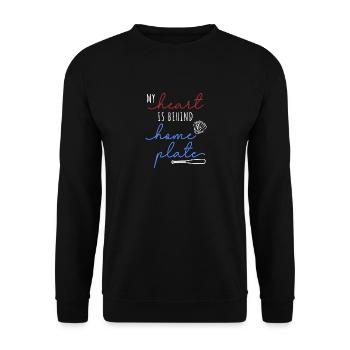 Mein Herz ist hinter dem Schlagmal - Unisex Pullover - Schwarz - Vorne - Alina (178cm) & Michal (187cm)