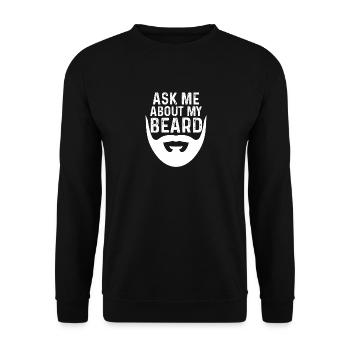 Frag mich über meinen Bart - Unisex Pullover - Schwarz - Vorne - Alina (178cm) & Michal (187cm)