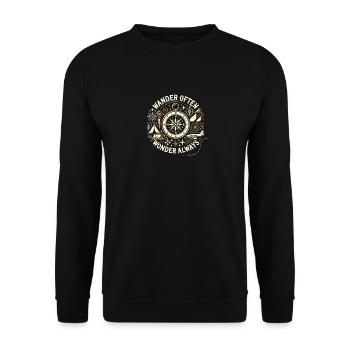 Oft wandern, immer staunen - Unisex Pullover - Schwarz - Vorne - Alina (178cm) & Michal (187cm)