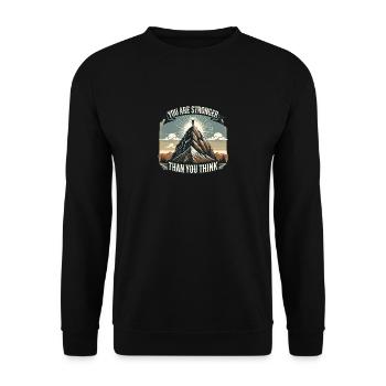 Du bist stärker, als du denkst - Unisex Pullover - Schwarz - Vorne - Alina (178cm) & Michal (187cm)