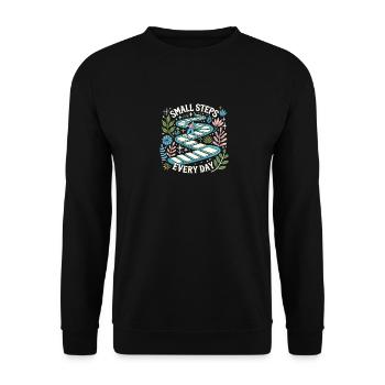 Täglich kleine Schritte - Unisex Pullover - Schwarz - Vorne - Alina (178cm) & Michal (187cm)