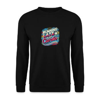 Verspätung ist mein Fitnessprogramm - Unisex Pullover - Schwarz - Vorne - Alina (178cm) & Michal (187cm)