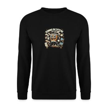 Mit Koffein und Chaos unterwegs - Unisex Pullover - Schwarz - Vorne - Alina (178cm) & Michal (187cm)