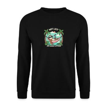 Nicht faul, nur energieeffizient - Unisex Pullover - Schwarz - Vorne - Alina (178cm) & Michal (187cm)