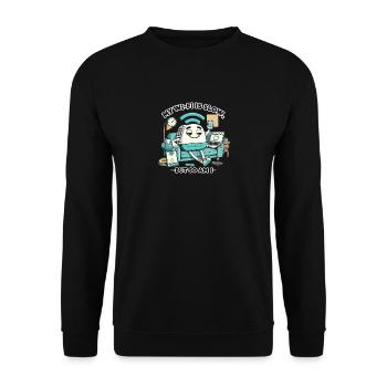 Mein Wi-Fi ist langsam, aber ich bin es auch - Unisex Pullover - Schwarz - Vorne - Alina (178cm) & Michal (187cm)